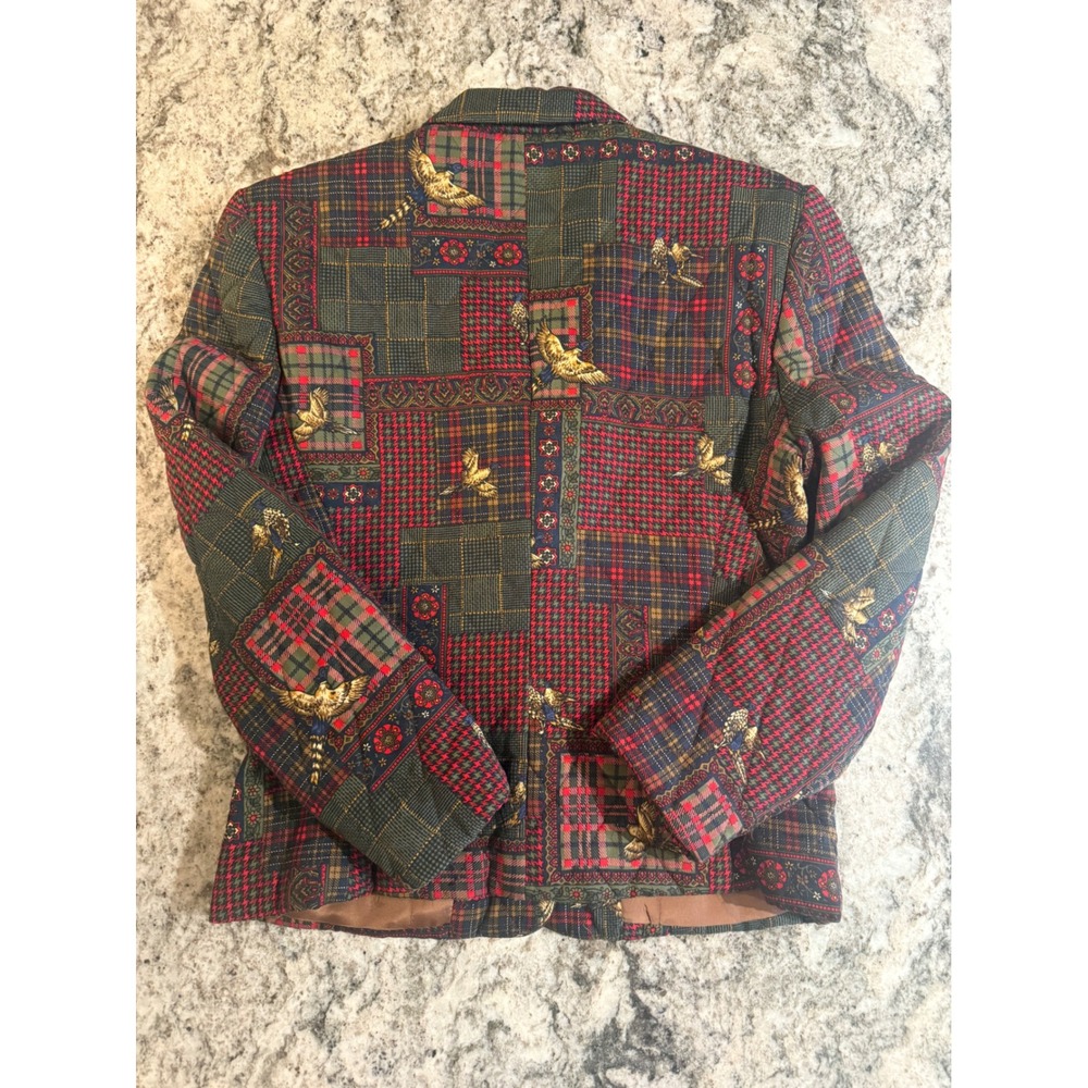 David Brooks Vintage Quilted Patchwork Blazer Pheasant Plaid Womens 4 Old Money - Picture 7 of 11